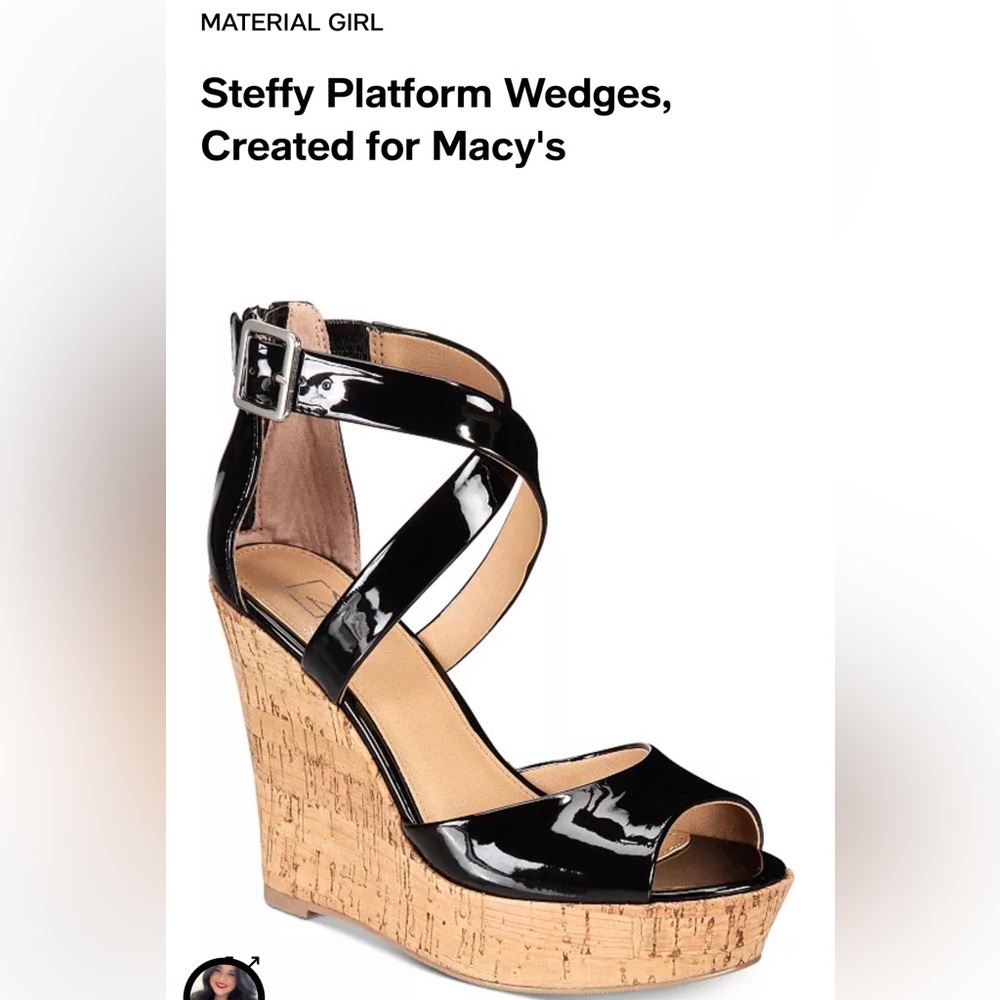 Black patent leather wedges